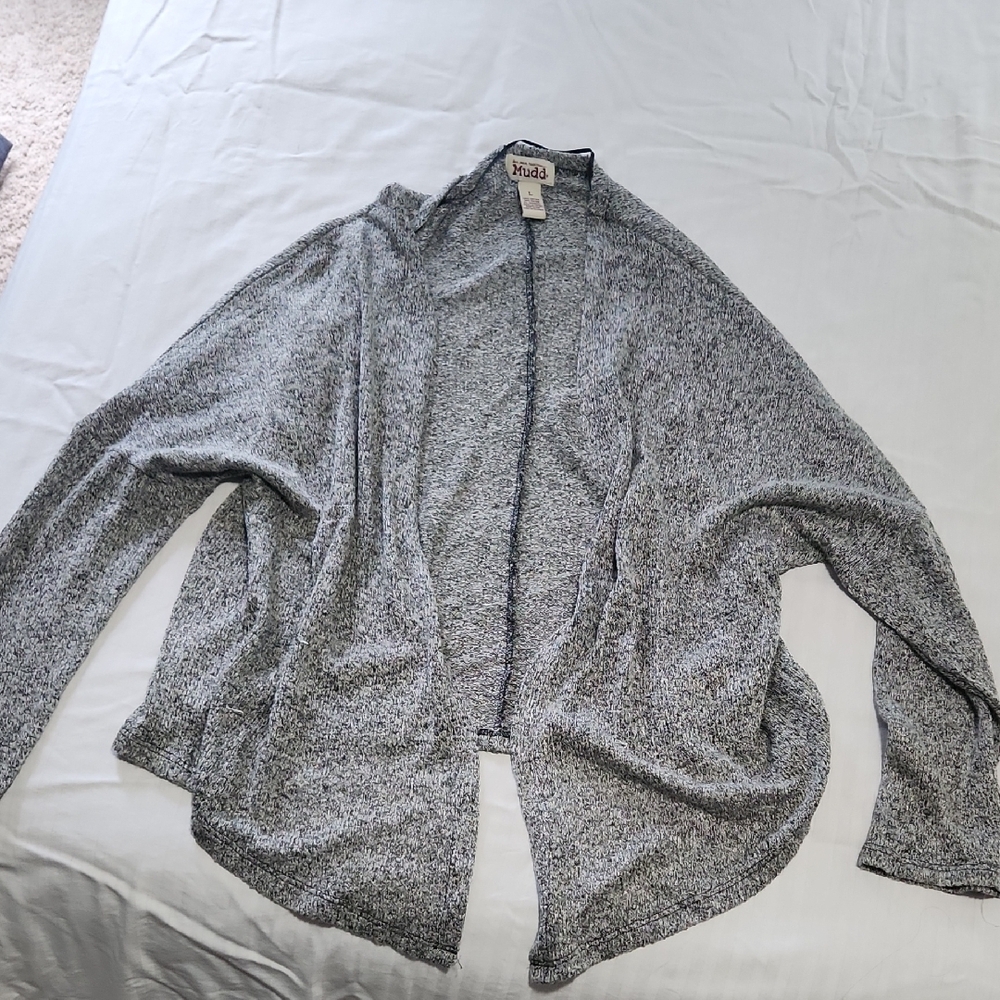 Gray Open Front Cardigan